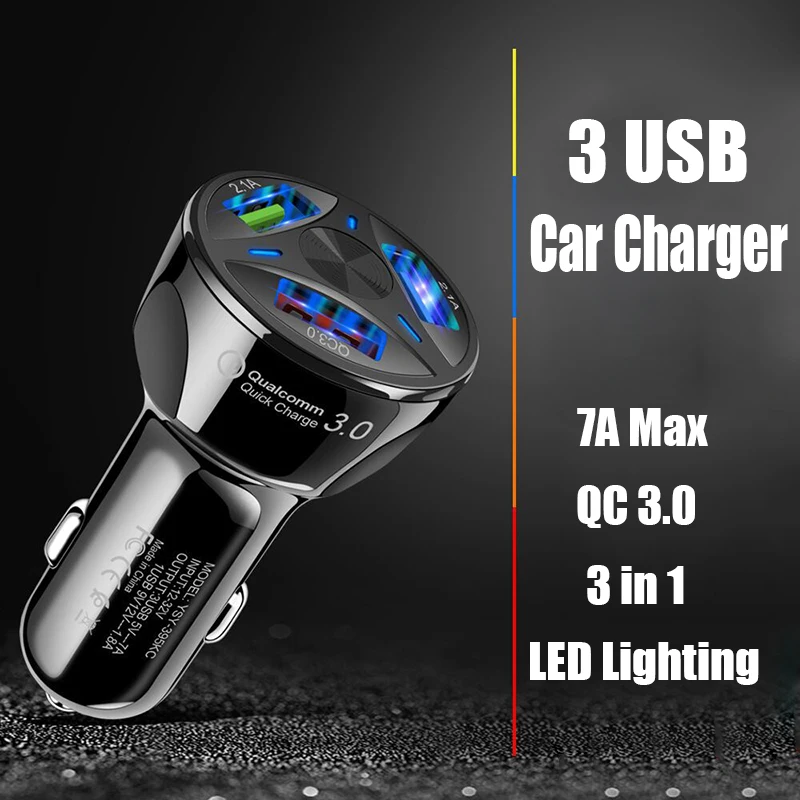 9V 12V смартфон на зарядных порта USB для автомобиля зарядное устройство QC с 3 портами
