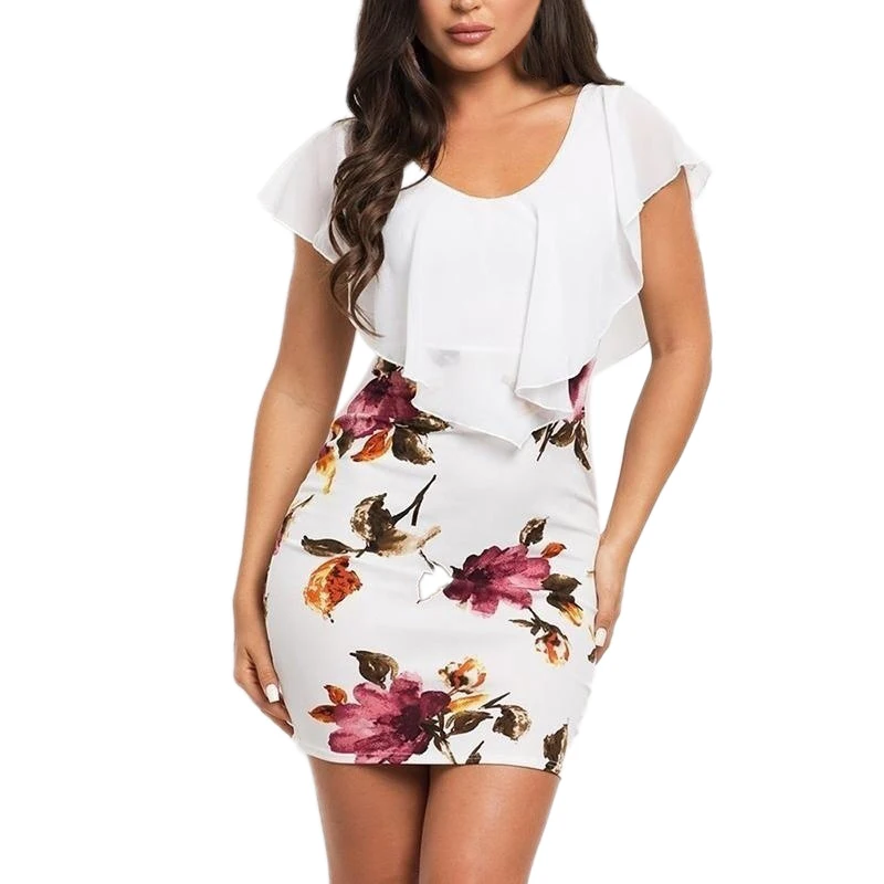 

Женское повседневное летнее платье DAXIN, облегающие Женские платья с принтом, сексуальные шифоновые платья с цветочным принтом, женские плат...