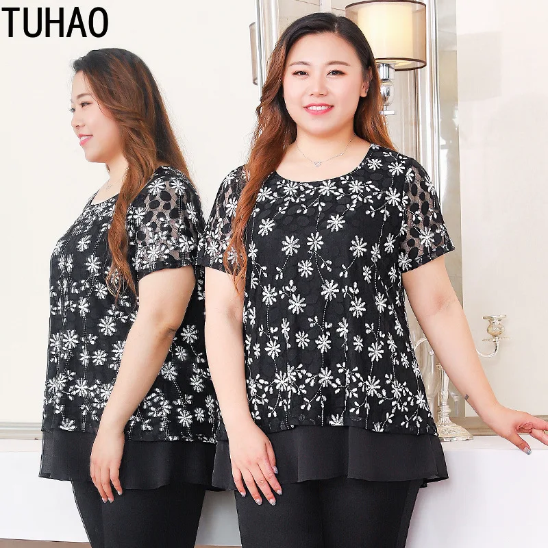 Блузка женская с кружевом 10XL 8xl 6XL 4XL|Блузки| |