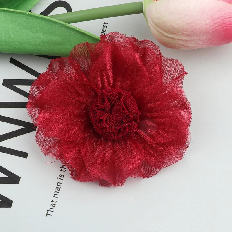 28 5PCS /33 Colors Mini Chiffon Fabric Flower For Wedding Invitation Artificial Flowers For Dress Decoration - Цвет: 28