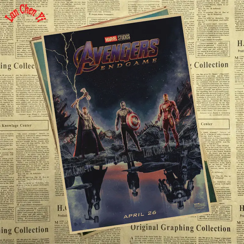 Розовый Marvel Фильм Мстители: эндшпиль крафт-бумага плакат художественный напечатанный номер живопись наклейки на стену - Цвет: Розовый