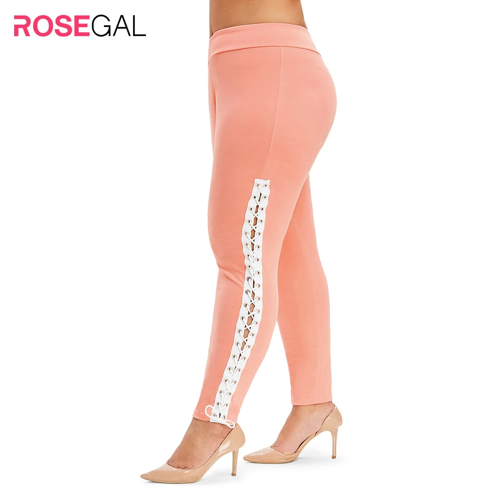 ROSE GAL Женские брюки Узкие Леггинсы Плюс Размер с Узелками и Шнурками Карандаш