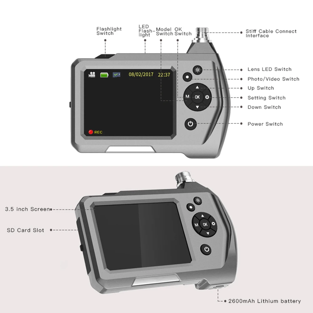 Промышленный эндоскоп бороскоп микро Инспекционная камера цифровой HD 3 5 дюйма с