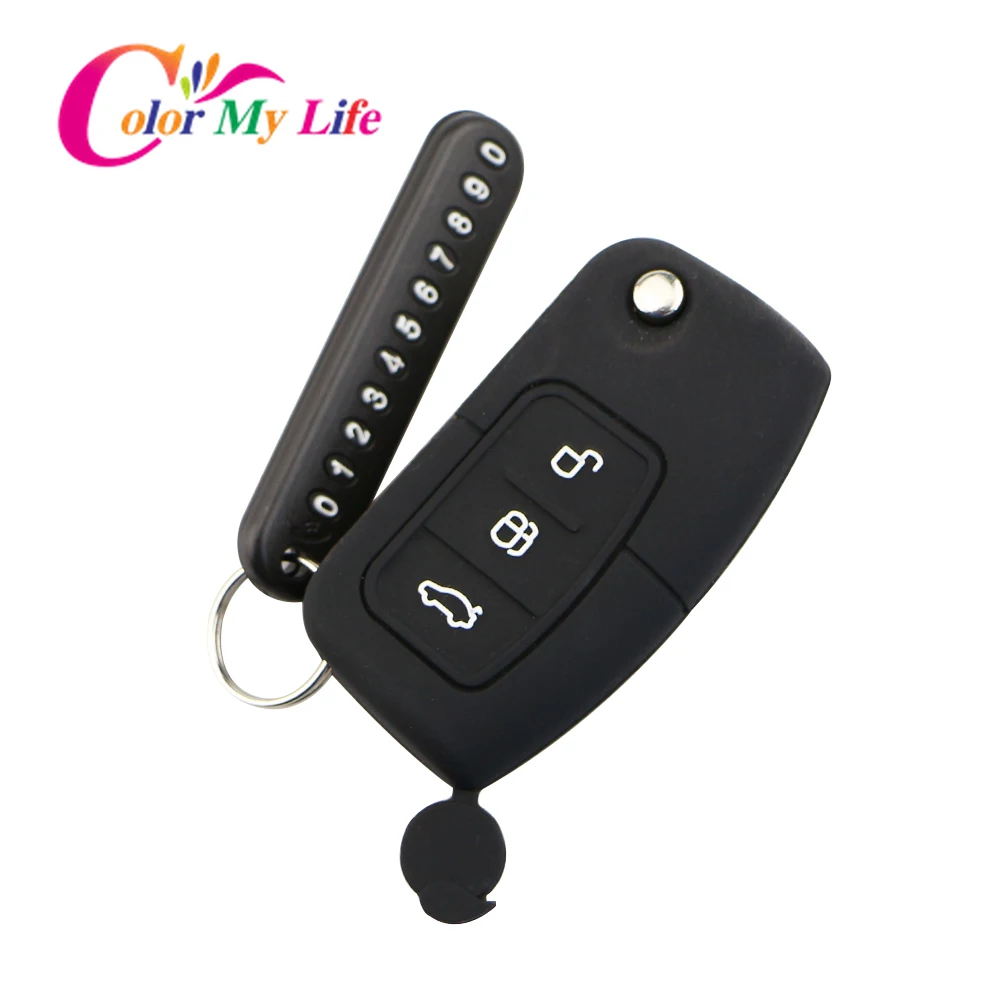 

Silicone Car Key Cover Case Phone Holder Card for Ford Fiesta Focus 2 Ecosport Kuga Escape Car Folding Remote Key Case 3 Buttons