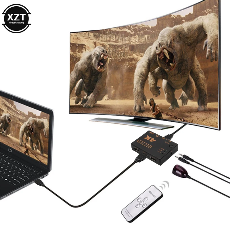 HDMI-совместимый разветвитель 4K/2K/1080P 3 входа 1 выход концентратор переключатель