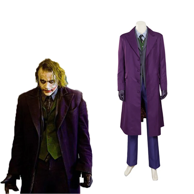 

Темный рыцарь Косплей Костюм Джокер Косплей Костюм полная Униформа Хэллоуин Карнавальный костюм на заказ