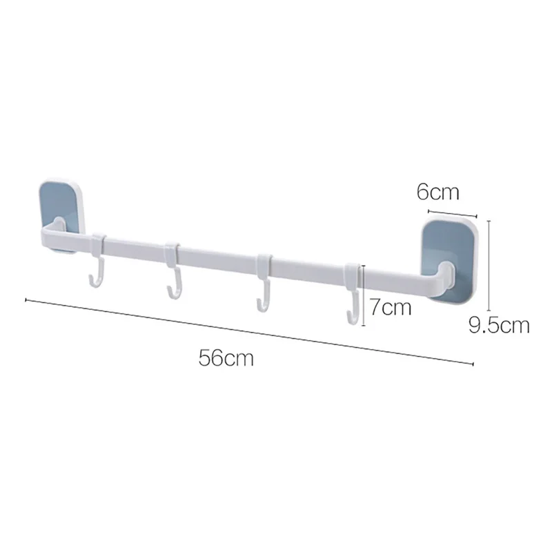 

56CM Wall Hanging Towel Rack With 4PCS Adjustable Hooks Bathroom Bath Ball Towel Organizer Kitchen Debris Storage Rack