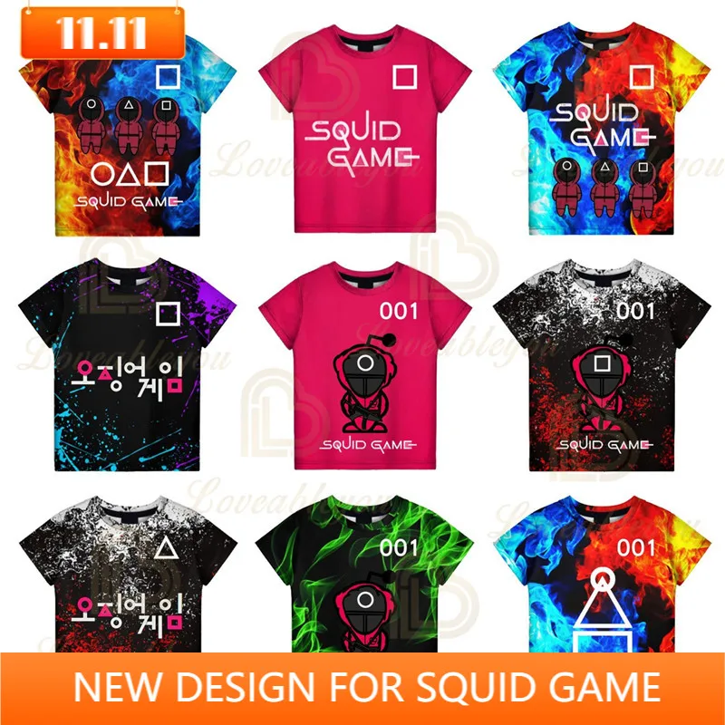 

Korean Round Six The Game T-shirt Cosplay Costume Movie Game Women Men Tees 3D Babys Tops T shirt Children Kids Boys Girls