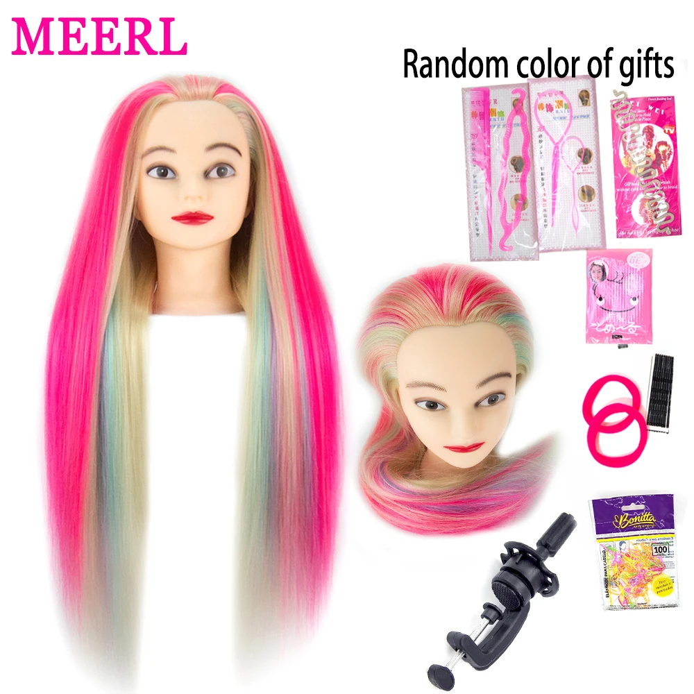 Ful Mannequin Head Hair Styling Manikin Cosmetology Doll Head Synthetic Hair Hairdressing Training Model Head Free Gift