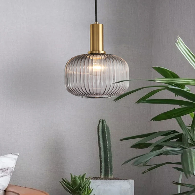 Домашний декор винтажный подвесной светильник коньячный зеленый серый