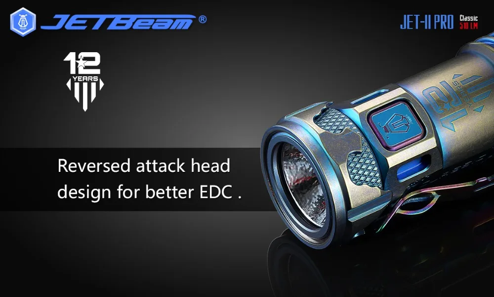 JETBeam II PRO titanium Meta Мини светодиодный фонарик 510 лм Cree XP-L HI тактические фонари для выживания