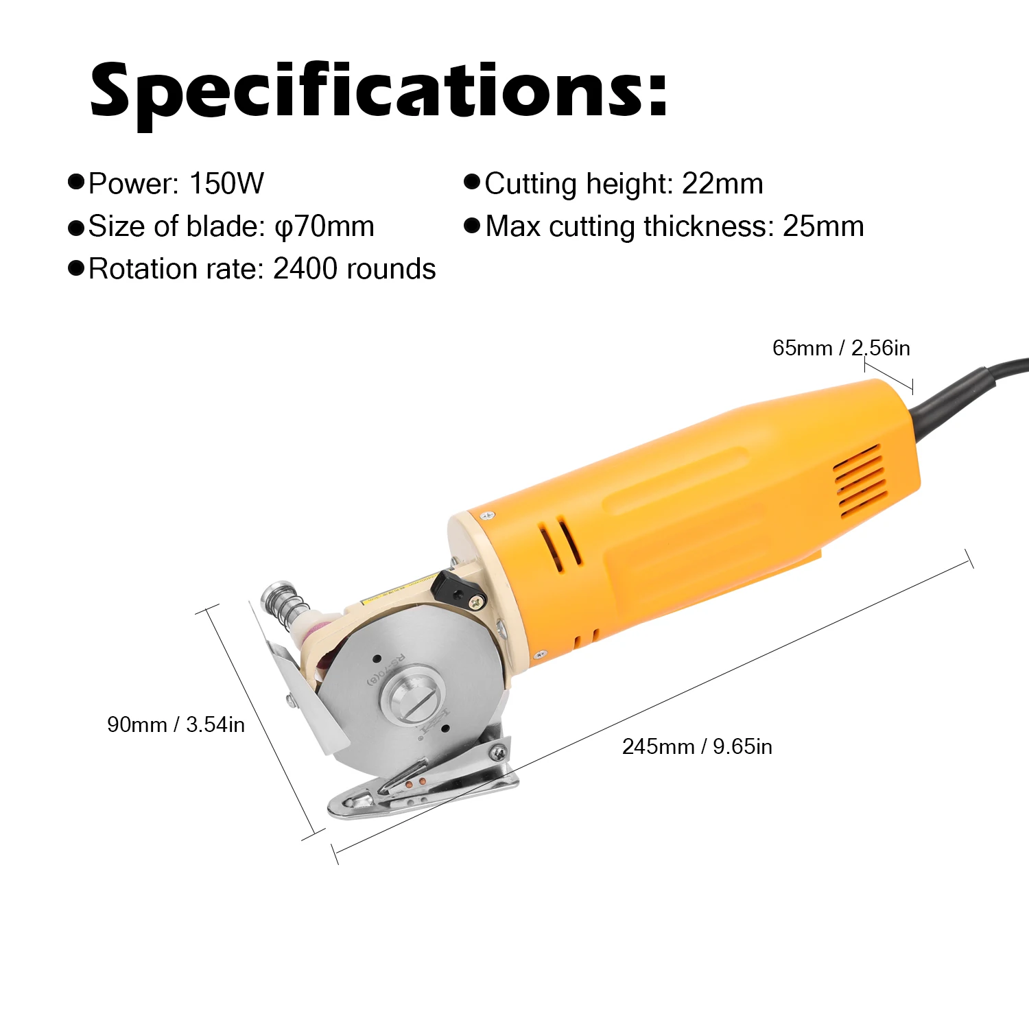 

Handheld Portable Minishear 70mm Round Blade Electric Cloth Cutter Fabric Cutting Machine