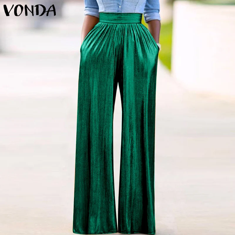 2022 модные длинные брюки VONDA на молнии палаццо осенние женские повседневные