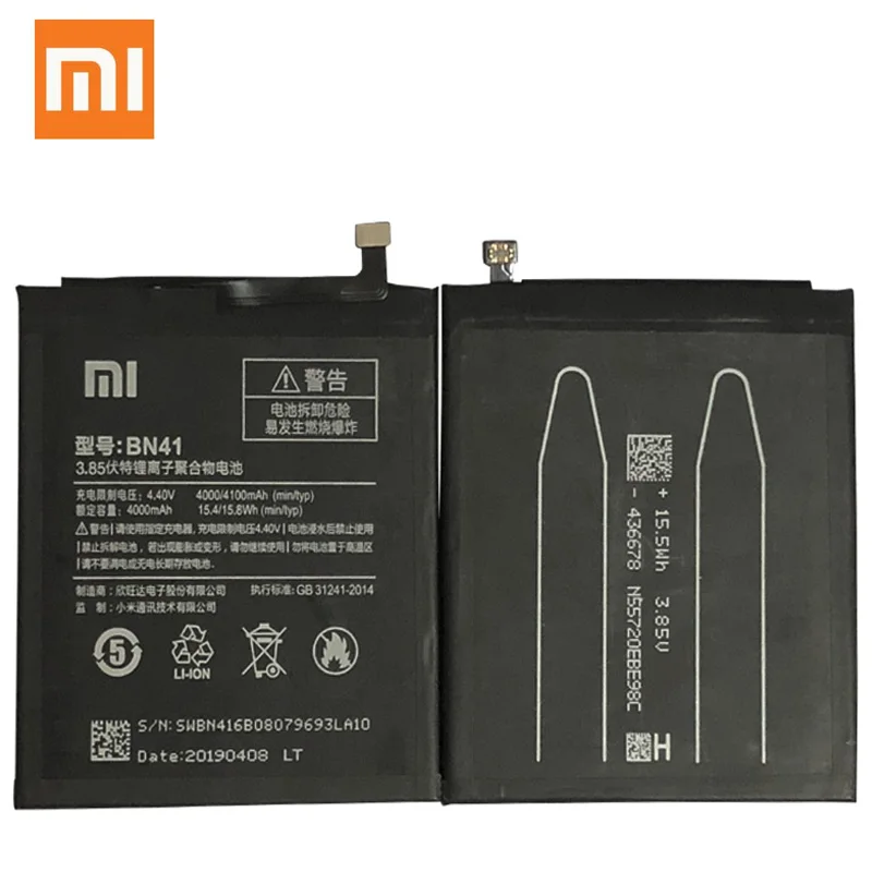 

Original Replacement Battery For xiaomi Redmi Note 4 Pro Note4 Redrice Note 4 Note 4X High-end Version BN41 Genuine 4100mAh