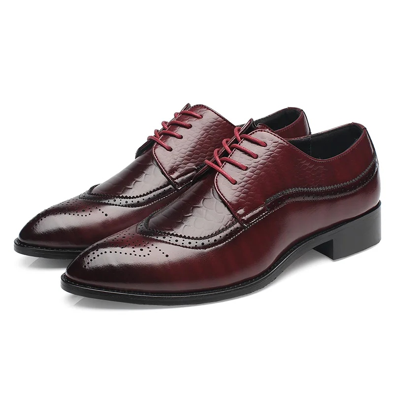 

Man Leather Shoes Rubber Bottom Pointed Sole Big Size 37-48 Man Business Office Male Dress Breathable Men Formal LetherShoes
