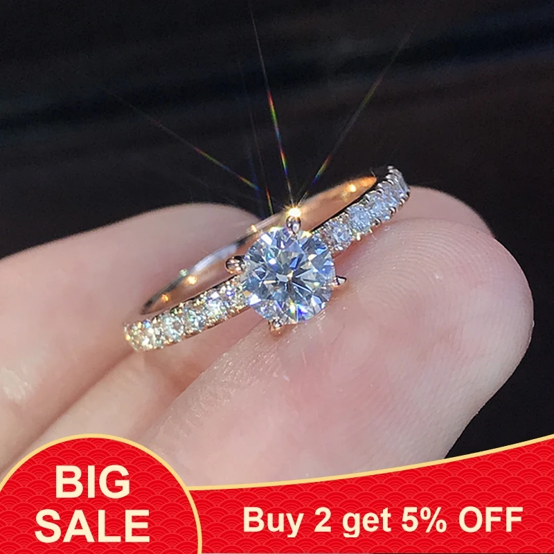 Милое Женское Обручальное Кольцо Розового Золота модное обручальное кольцо для