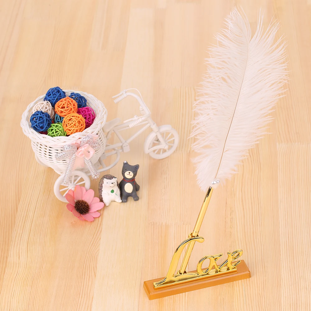 Свадебные украшения в стиле ретро белая ручка с перьями и надписью Love набор ручек