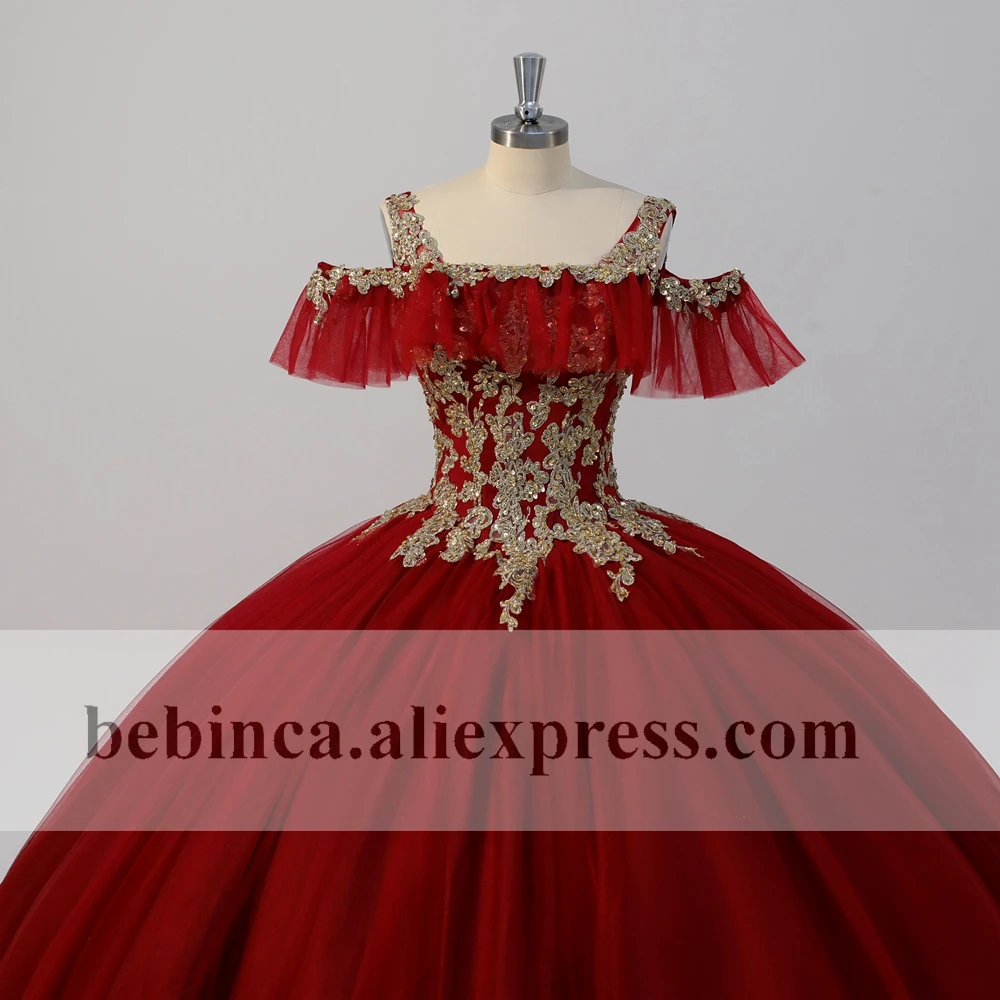 

2021 Wine RedQuinceanera Dresses Gold Appliques Special Occasion Debutante Ball Sweet 16 Dress vestidos de festa de 15 anos