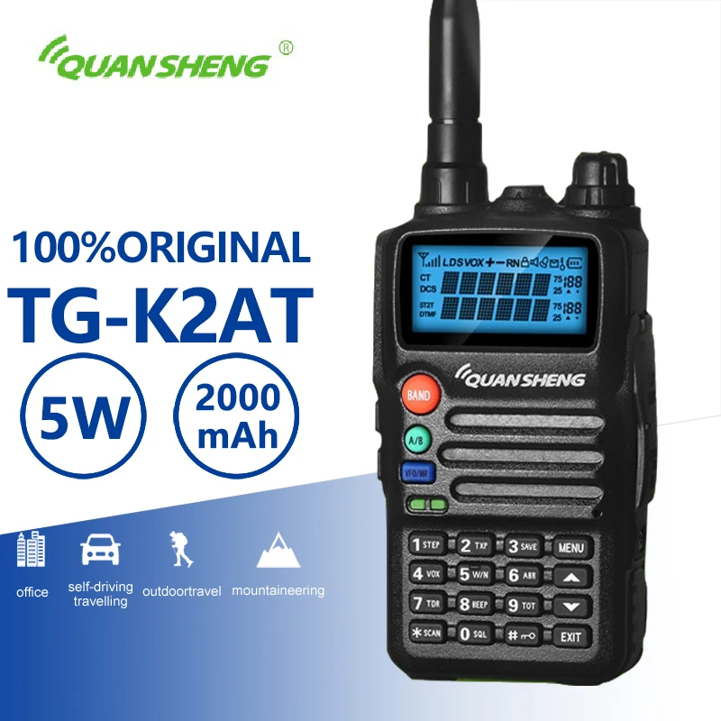 

Quansheng TG-K2AT(UV) Walkie Talkie большой диапазон, высокое качество, двусторонняя радиосвязь, свободное зарядное устройство для автомобиля, CB радио, коммуникатор