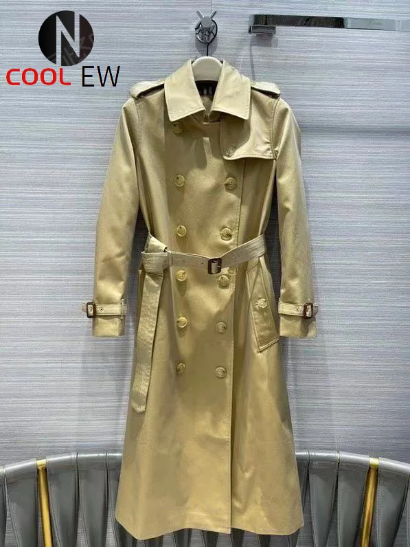 

New women's extended trench coat waterproof coat British double-breasted coat