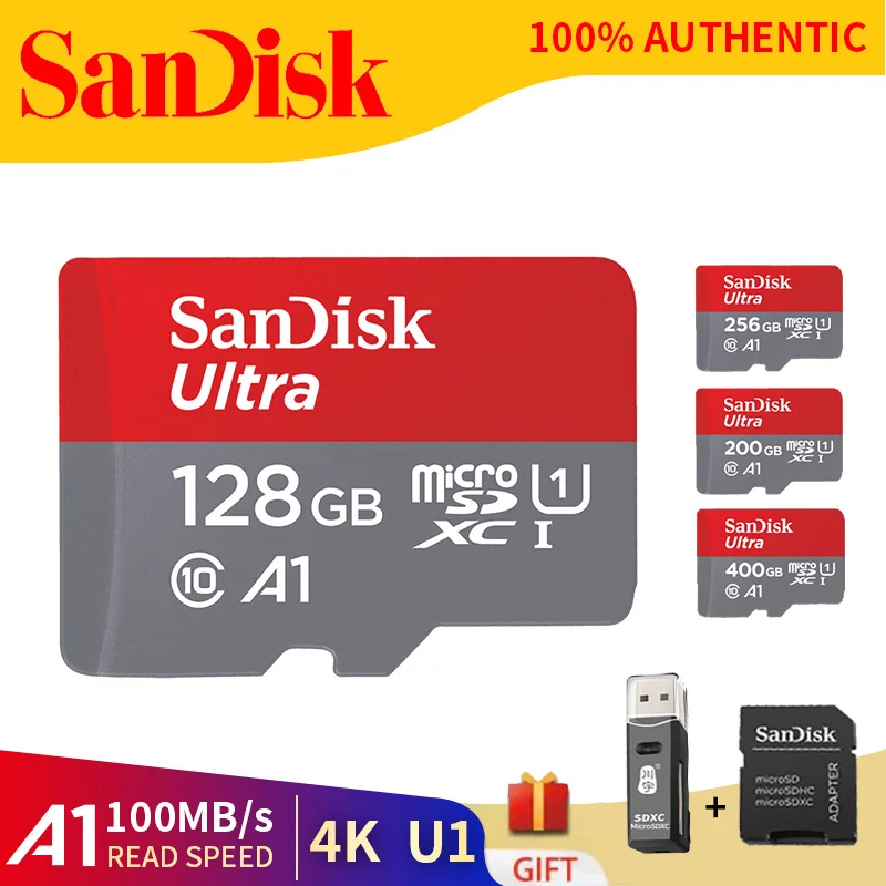 Sandisk A1 U1 SD-карта класс 10 32 ГБ 64 128 256 высокоскоростной мини-USB 2 0 SD SDHC TF флэш-Карта