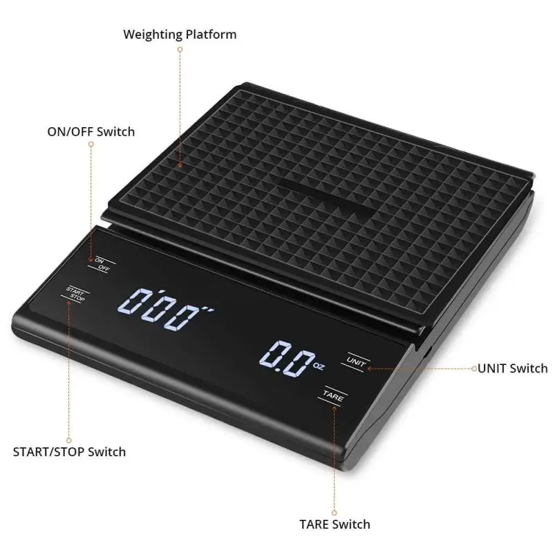 

3kg/0.1g Electronic Coffee Scale With Timer High Accuracy Digital Kitchen Scale Timer Coffee Weight Balance Kitchen Tools
