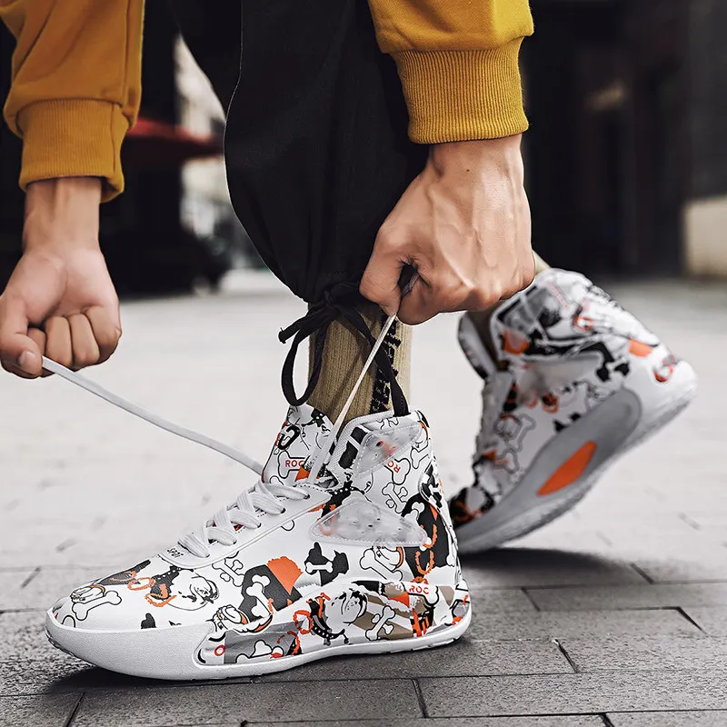 Autumn And Winter Fashion Graffiti Basketball Shoes Designer Men's Hip-hop Sneakers Outdoor High top Trend Sports Shoes Men