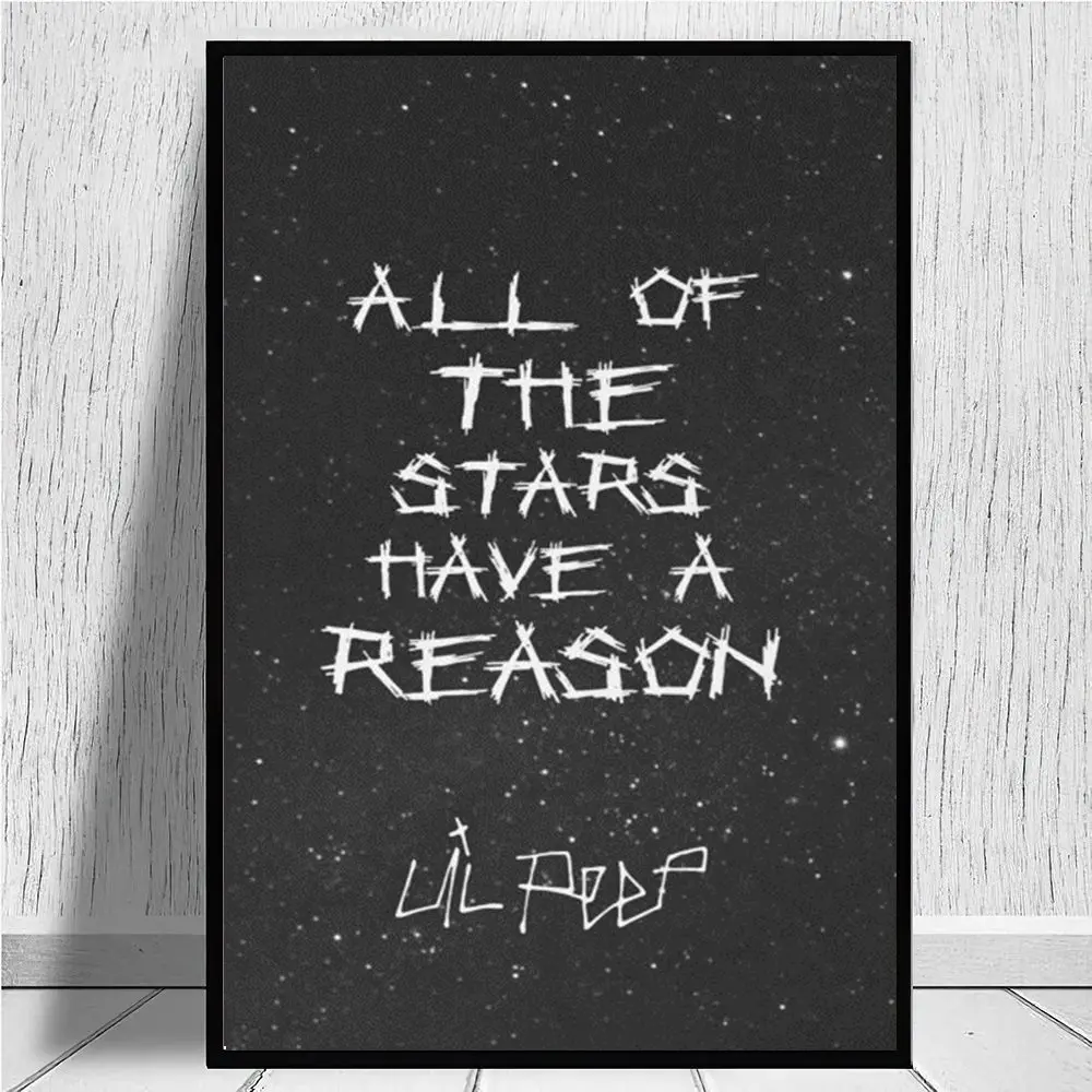 

Lil Peep Quote Wall Art Letters Canvas Painting Black and White Pictures for The Home Frameless Home Room Decoration