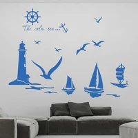 vinyl wall stickers murals home decor removable sailboat lighthouse seagull art decals for kids room decoration poster dw8828