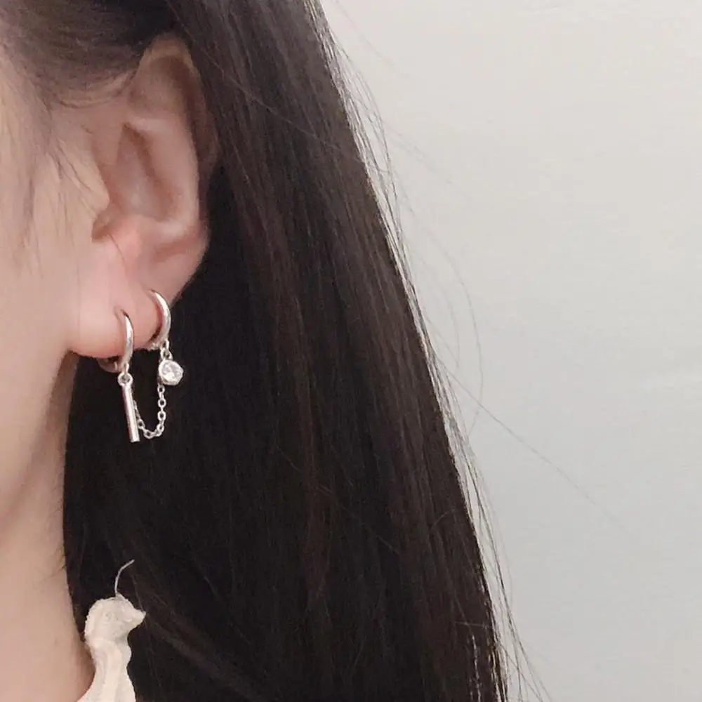 Серьги кисточки из серебра 925 пробы с двумя отверстиями для ушей|Серьги-кольца| |