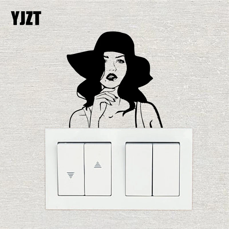 

YJZT модные виниловые наклейки в виде Фотообоев c переводными картинками личность Декор настенный стикер для выключателя красивая девушка ...