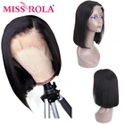 Miss Rola Hair 13x4 короткий парик Боб, парик из человеческих волос, малазийские парики боб на сетке спереди, парики без повреждений, прямые волосы, парик плотностью 150%