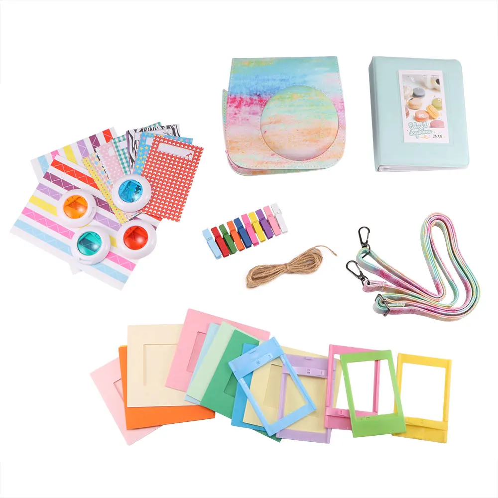 Набор аксессуаров для камеры 9 в 1 Радужный чехол пряди Fujifilm Mini мягкий сумка фото