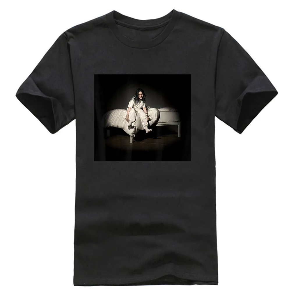 Черный Черная футболка Billie Eilish Sweet Dreams S 3Xl Подарочная футболка на день рождения - Цвет: Черный