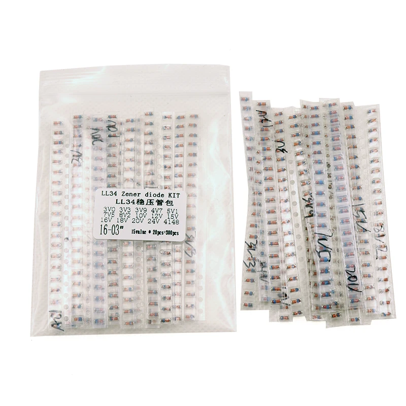 LL34 SMD Zener diode package 1/2W 3v-24v 15 kinds *20pcs=300pcs  1N4148 KIT