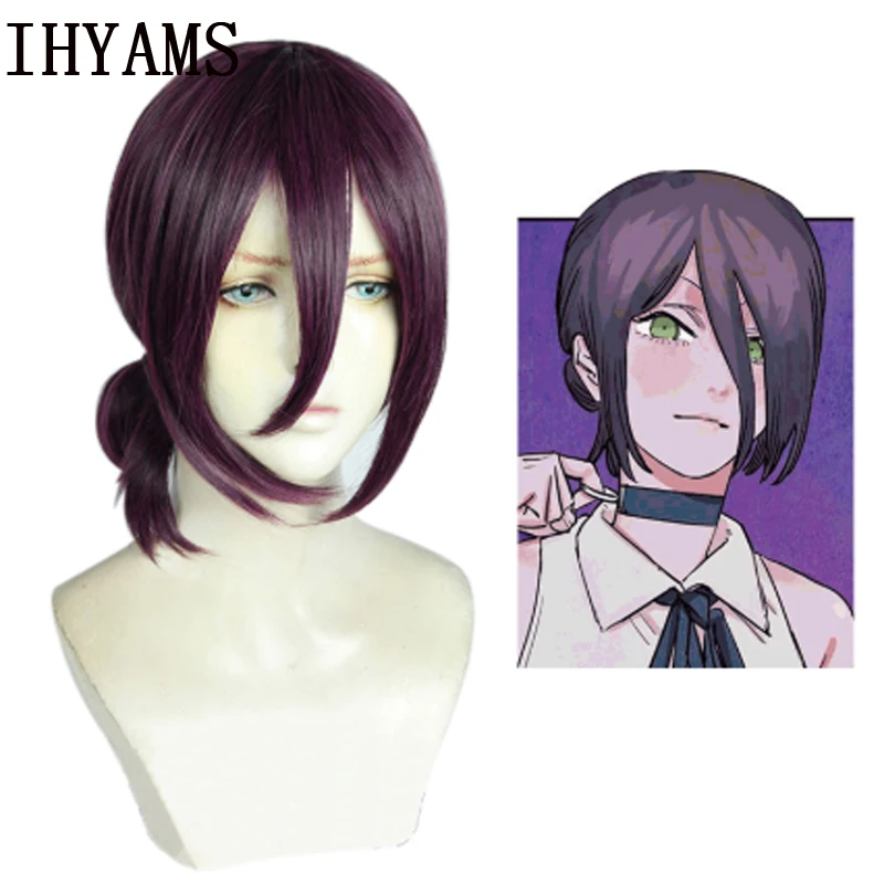 

Anime Chainsaw Man Reze Purple Brown Role Play Cosplay Wigs Heat Resistant Synthetic Hair Halloween Carnival Party + Wig Cap