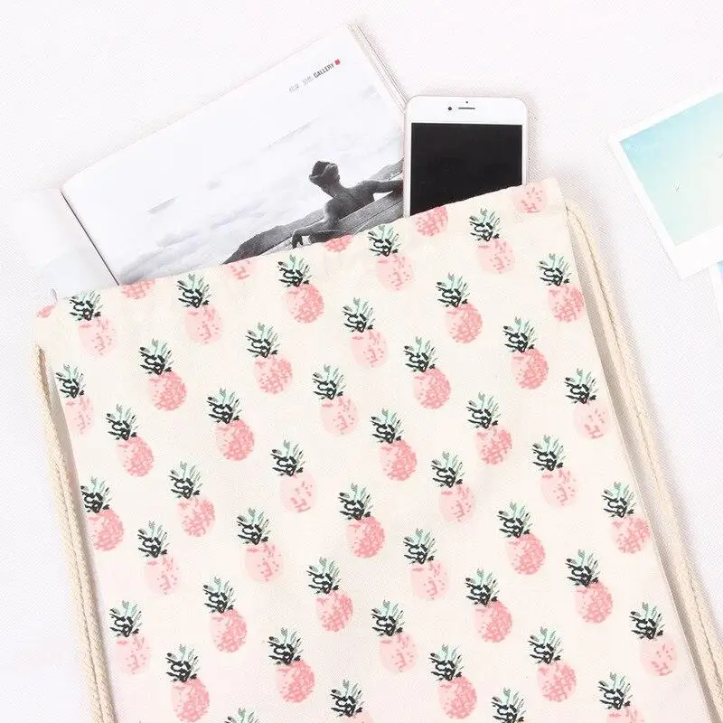 

1pcs Women Cotton Drawstring Shopping Bag New Fashion Ladies Reusable Folding Grocery Eco Bag Case Pouch