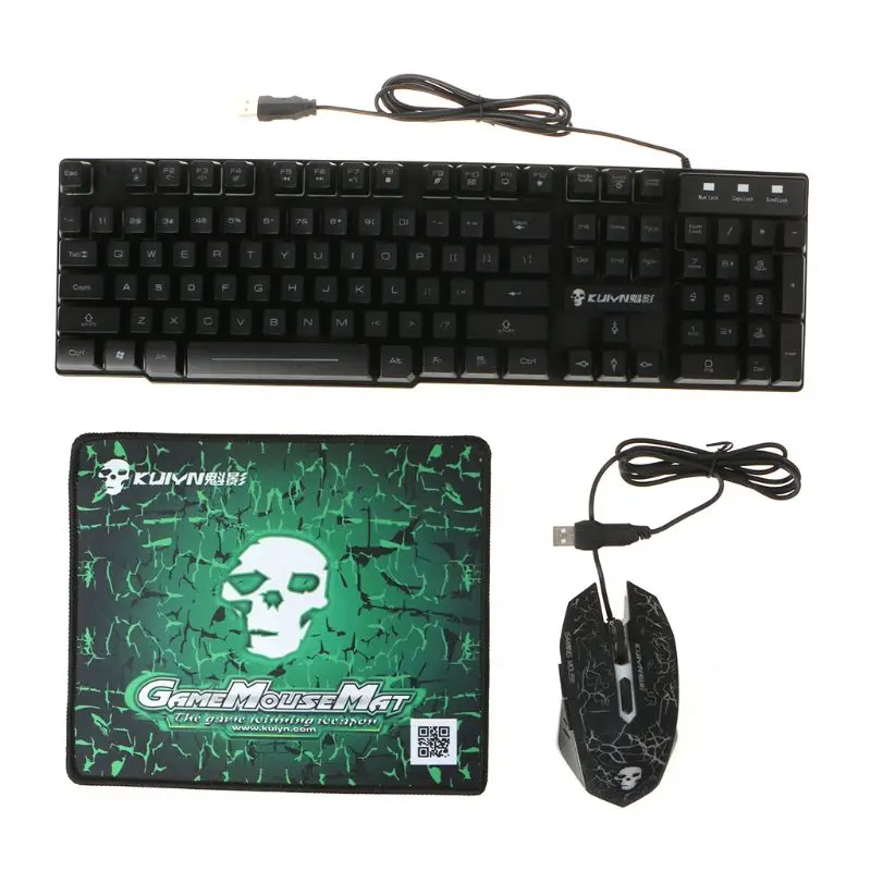 

Rainbow LED Gaming Equipment Kit Light Keyboard & Mouse & Mouse Pad USB Charging 28GE