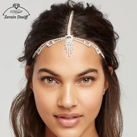 simple rhinestone tassel forehead chain full rhinestone elastic cord hair band female hair chain hair accessories for bride