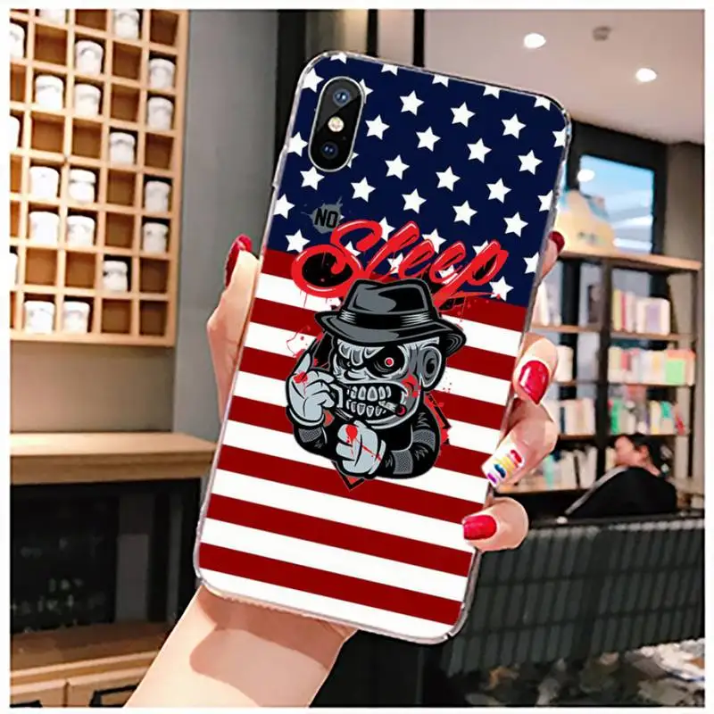 

American flag skull eagle Phone Case Transparent for iPhone 11 12 mini pro XS MAX 8 7 6 6S Plus X 5S SE 2020 XR