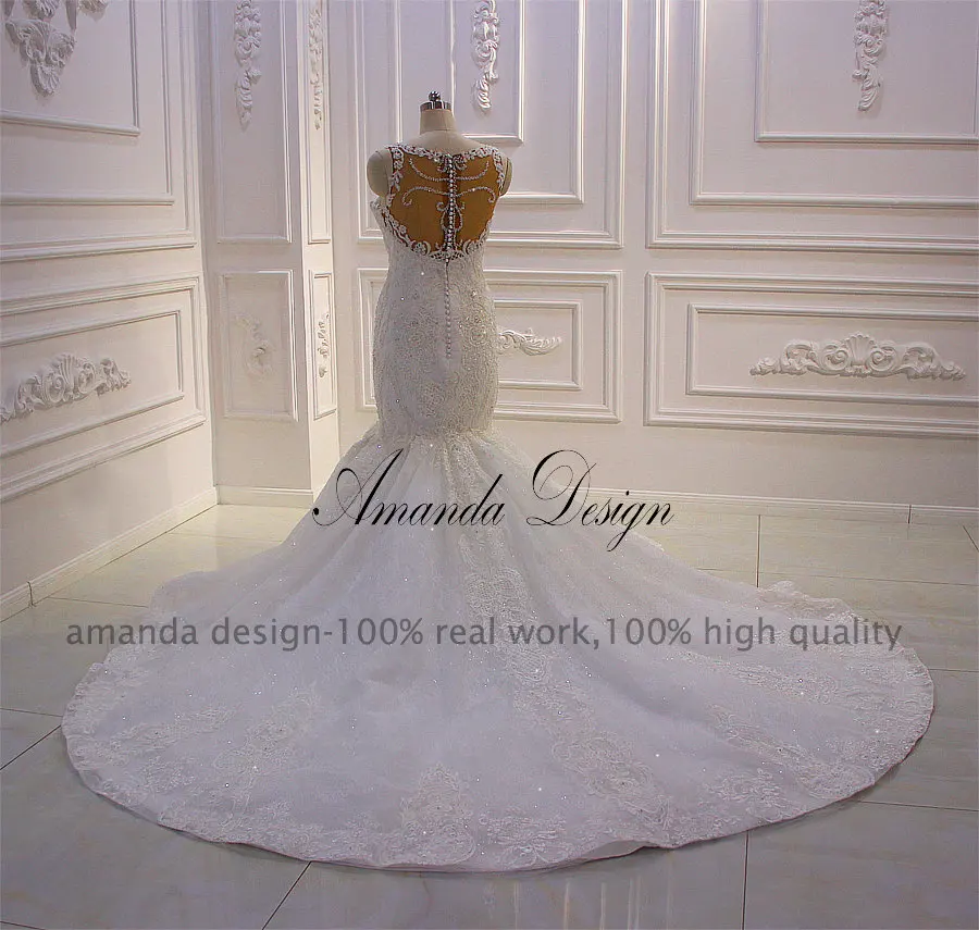 Аманда дизайн vestidos de Novia элегантные тонкие лямки ручной работы роскошное Русалка свадебное платье