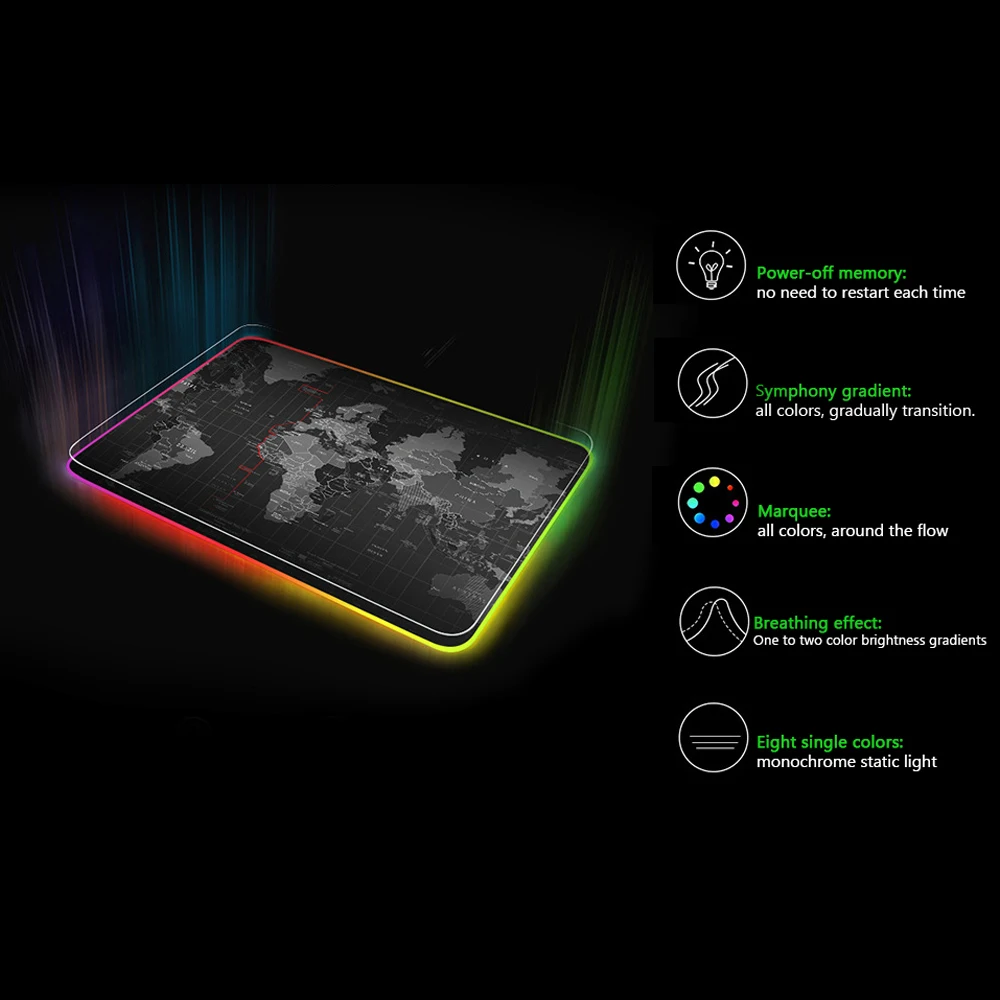 Игровой коврик для мыши Microdata RGB светодиодный большой водонепроницаемый