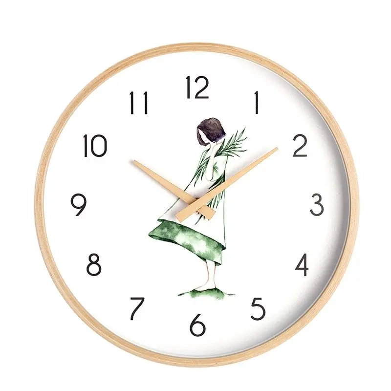 

Creative Nordic Wall Clock Modern Wood Frame Kitchen Clock Wooden Needle Clocks Wall Home Decor Relogio De Parede Gift FZ801