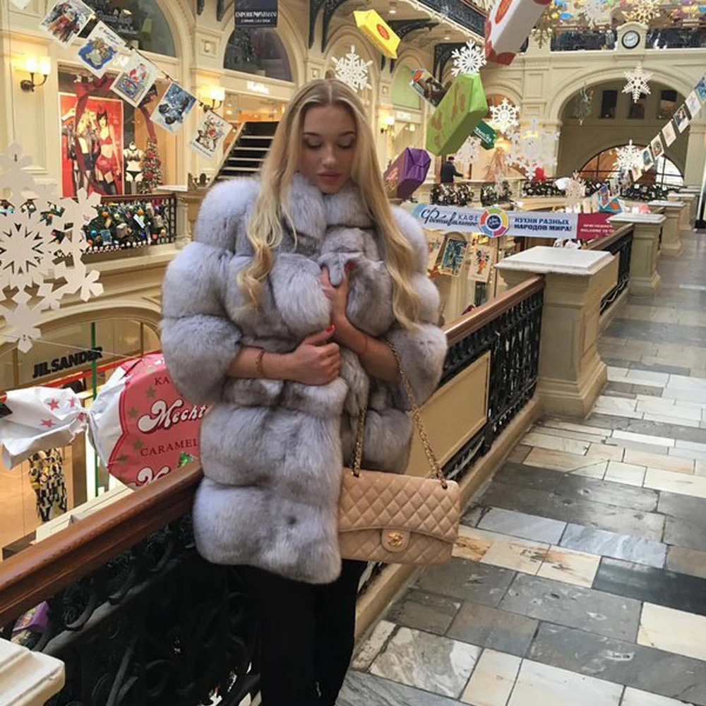 TOPFUR 2019 модное зимнее белое пальто из натурального меха для женщин шуба Буле лисы