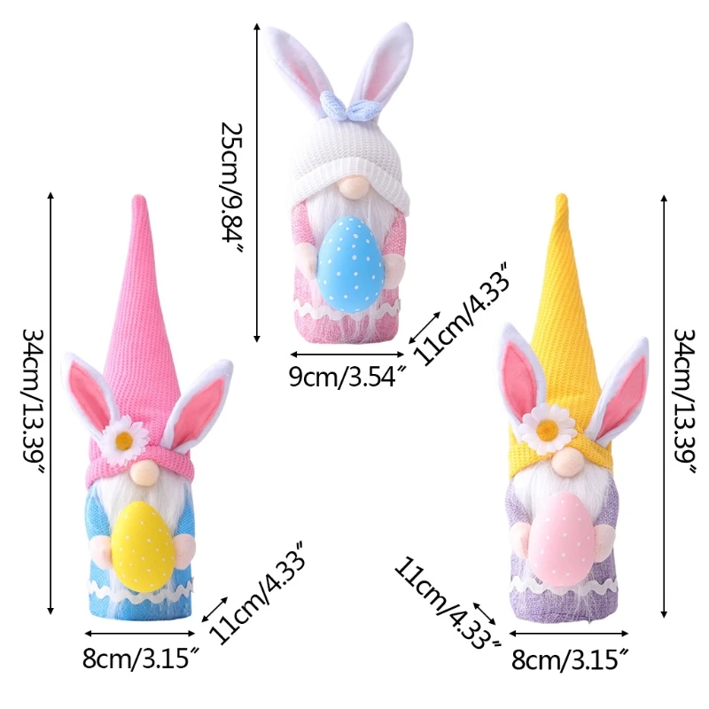 

Easter Eggs Bunny Gnome Handmade Swedish Tomte Rabbt Plush Toys Doll Spring Gift Q39B
