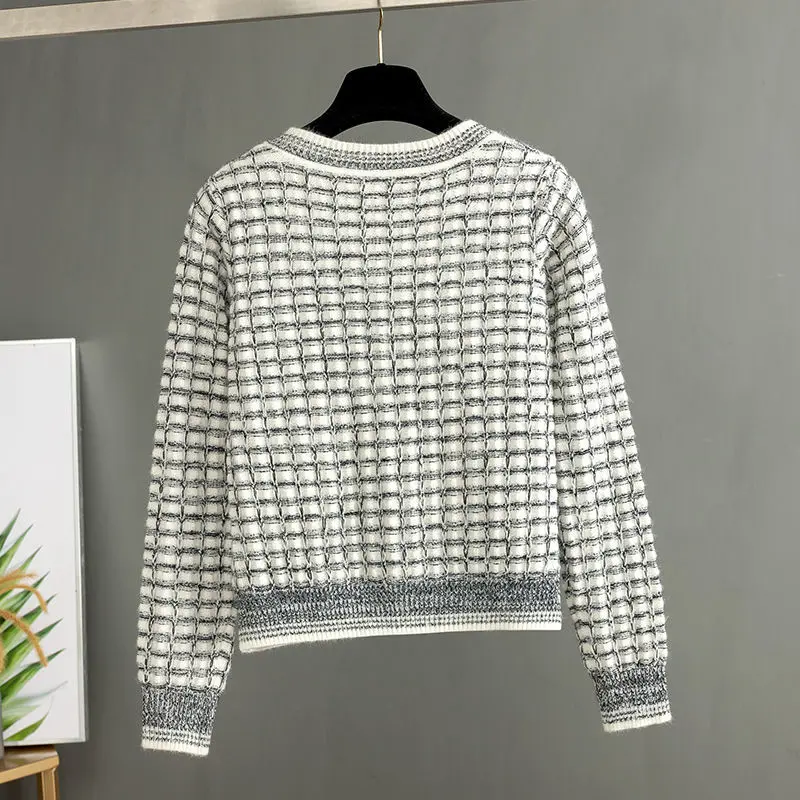 

New style small fragrance autumn knitwear cardigan top women's sweater short slim shawl versatile small coat