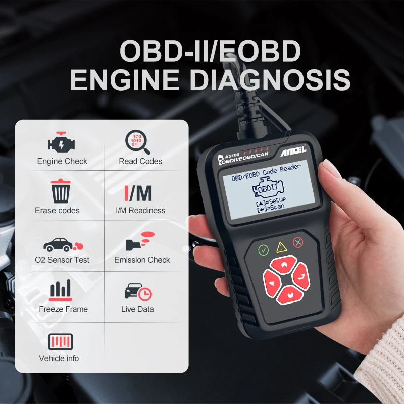 Автомобильный диагностический сканер Ancel AS100 Obd2 для считывания кодов PK ELM327 V1.5 |
