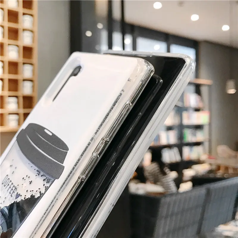 Стильный чехол с кофейной чашкой и жидким песком для Samsung Note 20 10 Lite 8 9 S7 S8 S9 S10 S20 + A51