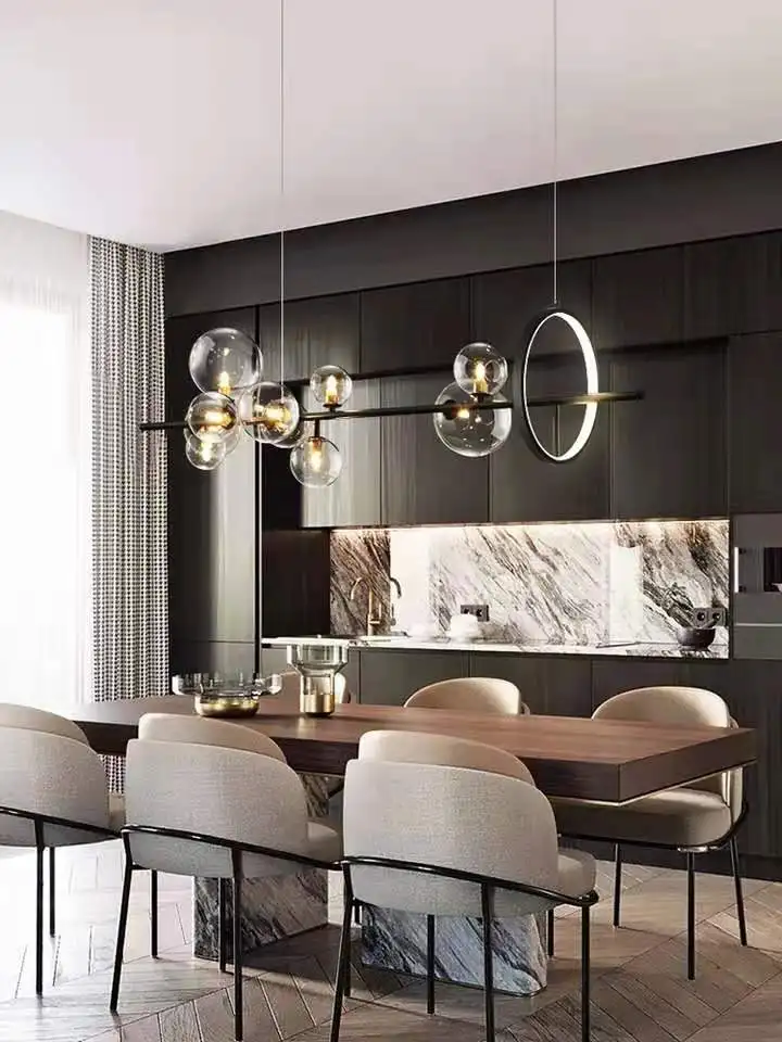 

Modern LED Novelty Light luxury American industrial style lamp restaurant light creative bar table glass bubble chandelier