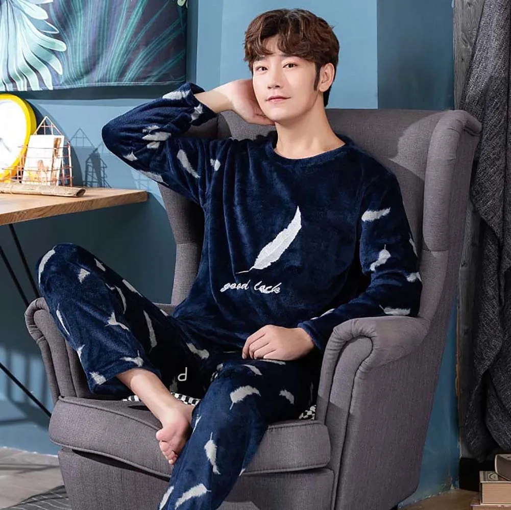 Модель 4XL Мужская зимняя Фланелевая пижама теплые брюки одежда для сна домашний